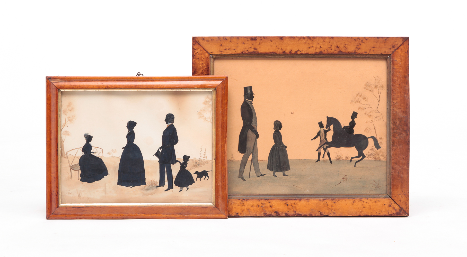 TWO FAMILY SILHOUETTES. American, probably