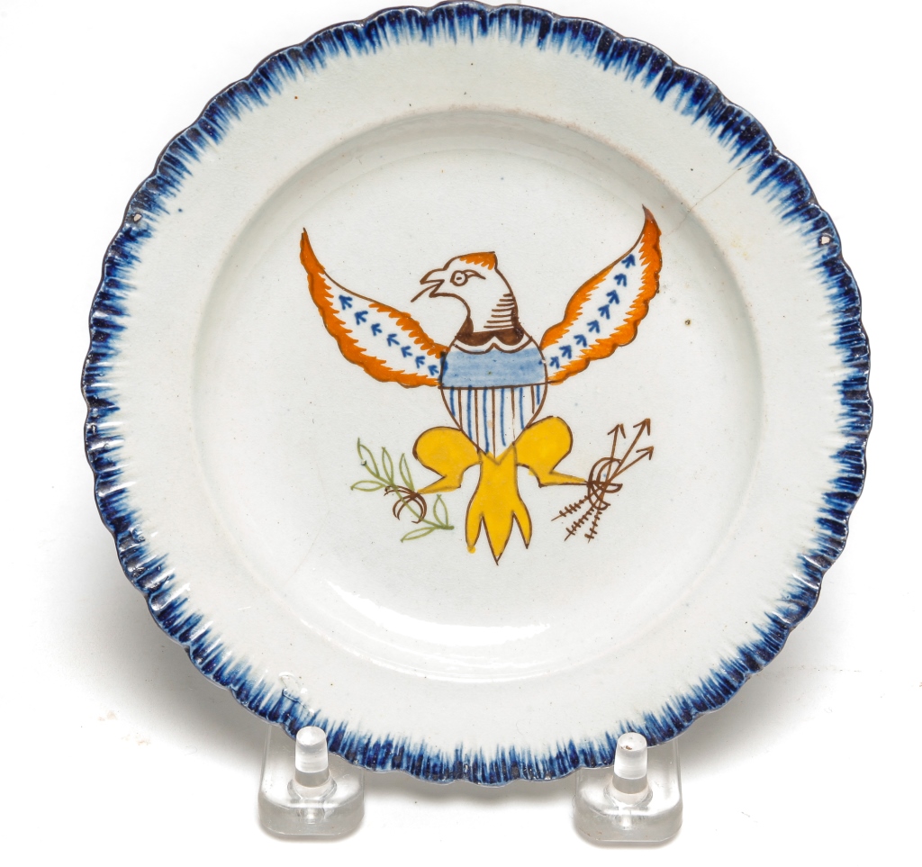 ENGLISH LEEDSWARE EAGLE TODDY PLATE  2e00b3