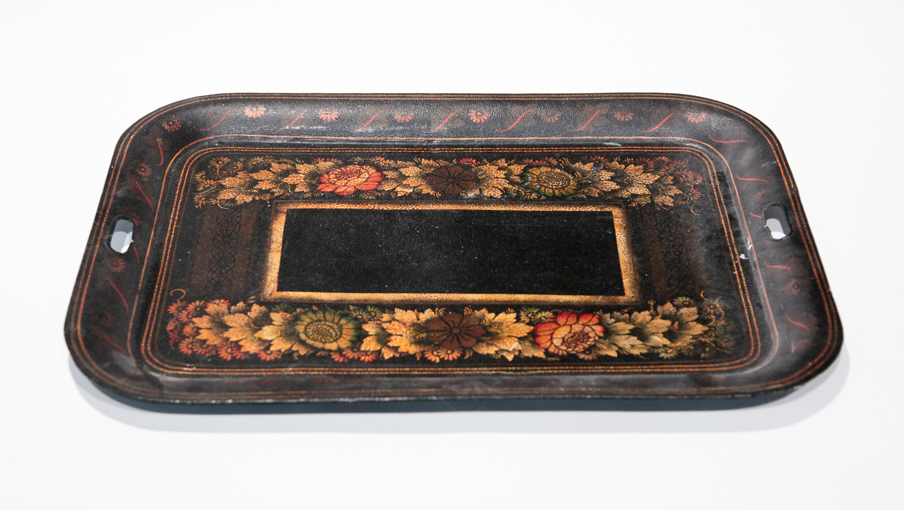 FLORAL TOLE TRAY. American or English,