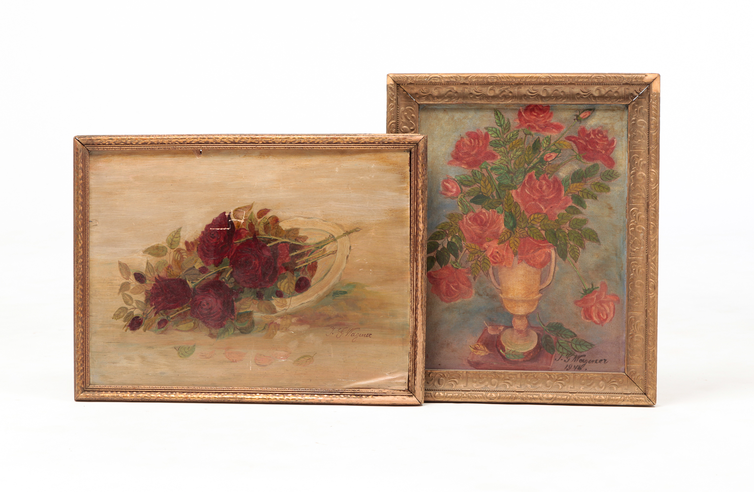 TWO FLORAL STILL LIFES BY FREDERICK