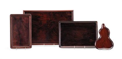 Four Chinese hardwood trays qing 499b9