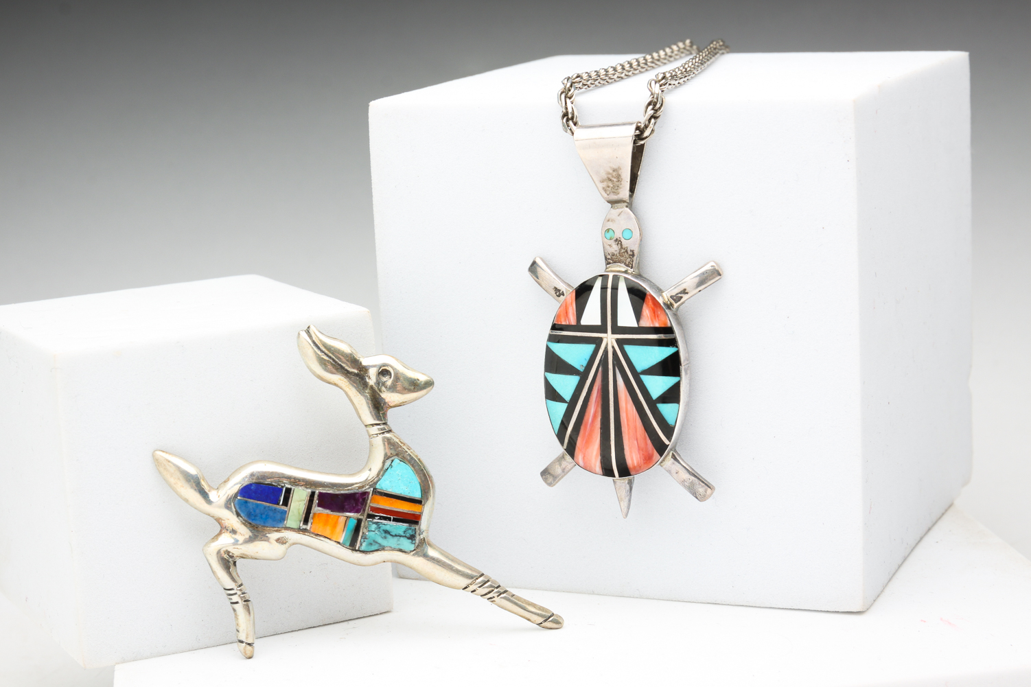 STERLING NAVAJO INLAID STONE NECKLACE