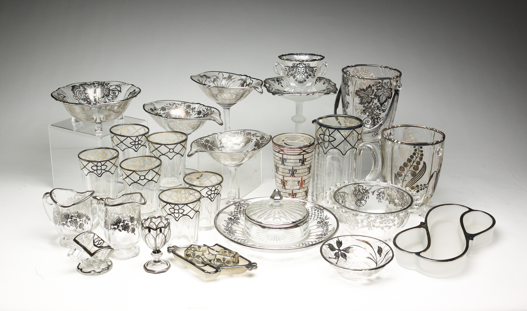 COLLECTION OF HEISEY SILVER OVERLAY.