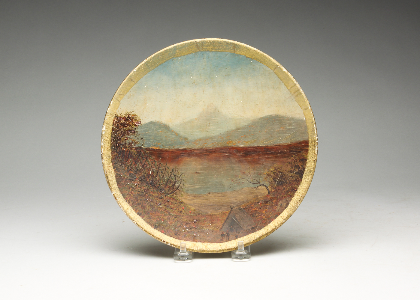 AMERICAN PAINTED PAPIER MACHE PLATE.