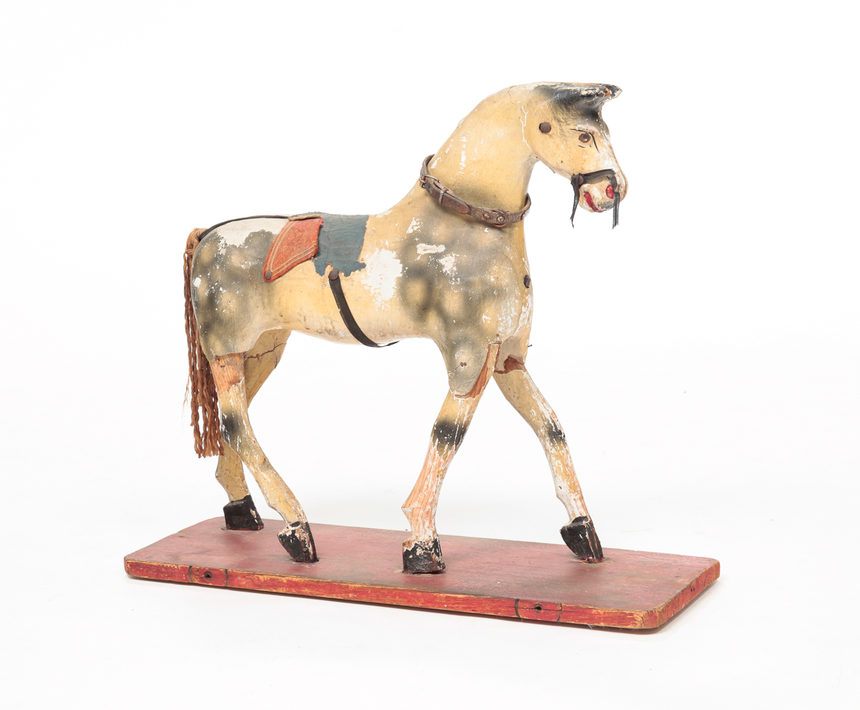 GERMAN HORSE PULL TOY. Circa 1900.