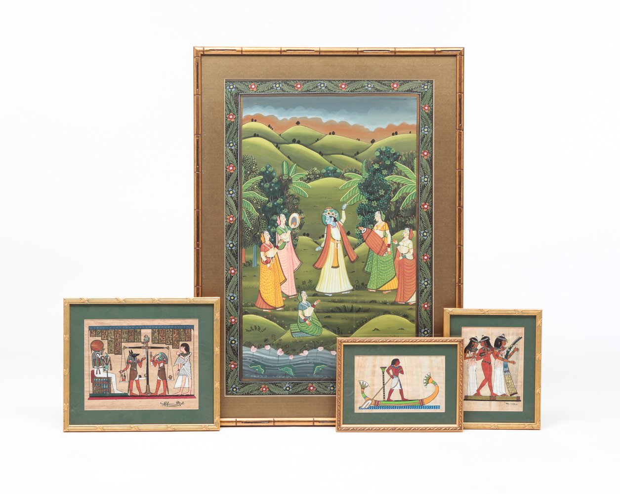 FOUR EGYPTIAN AND INDIAN PAINTINGS.