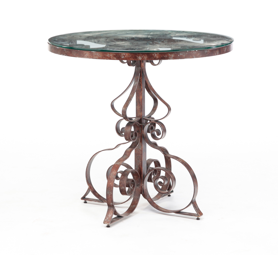 GLASS TOP TABLE. American, late