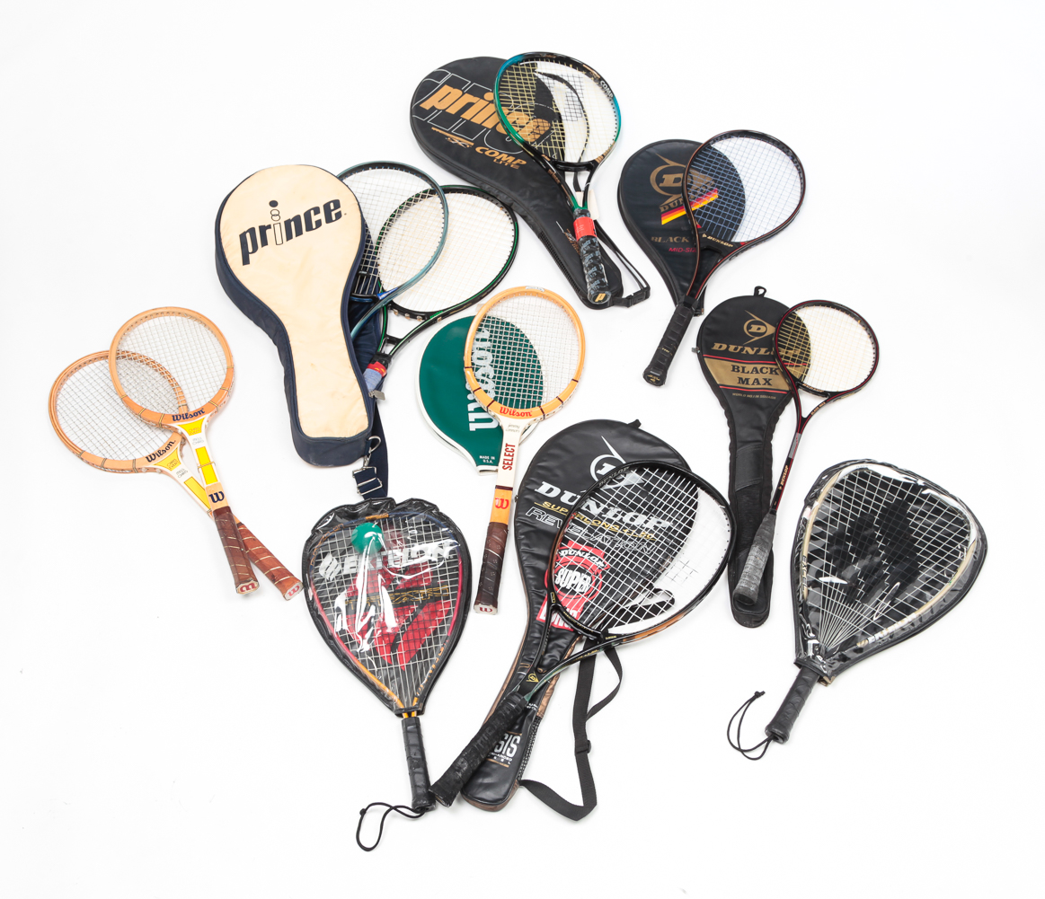 GROUP OF RACQUETS INCLUDING TENNIS  2e02c5