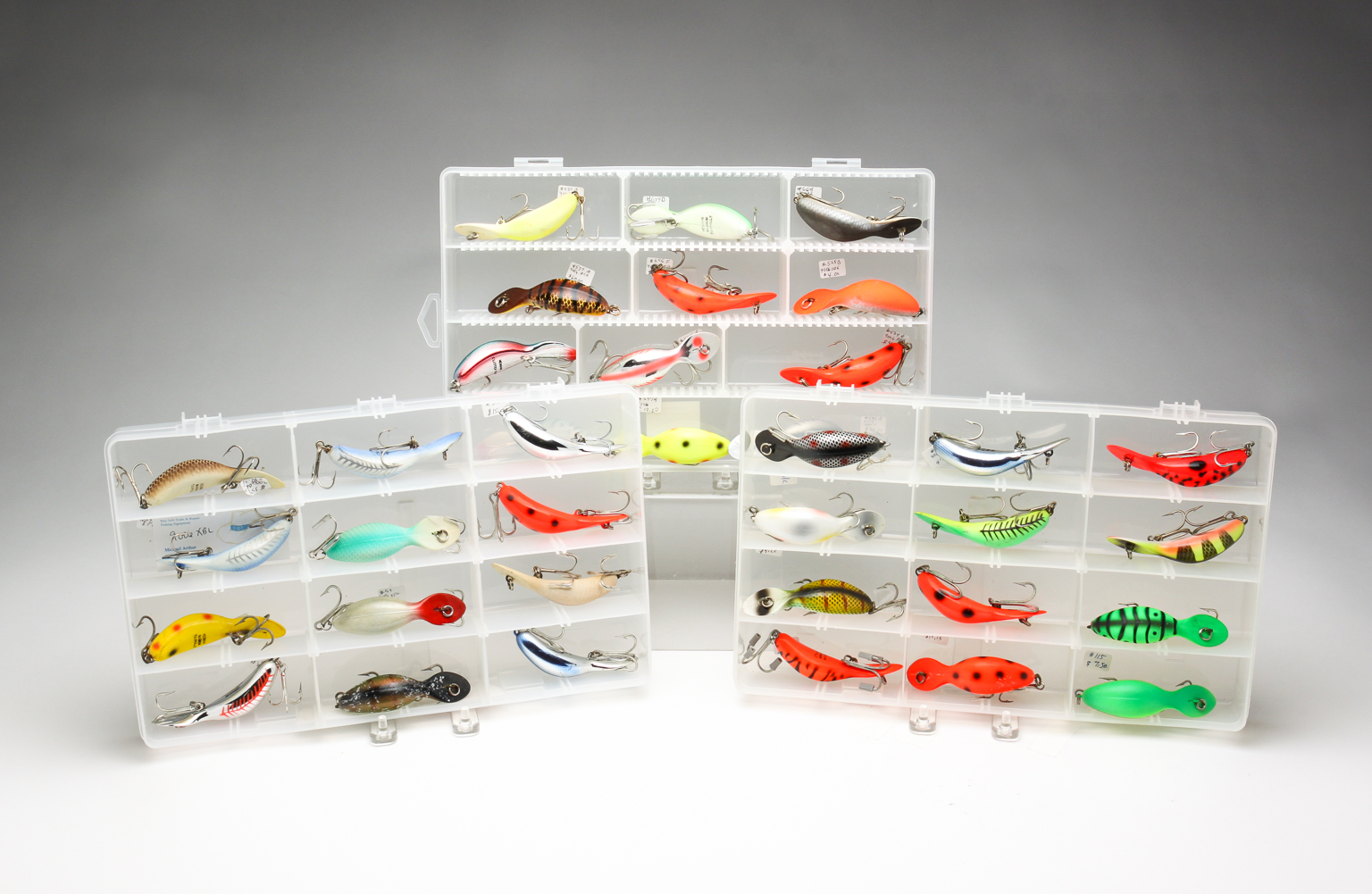 THIRTY-SIX ASSORTED HEDDON LURES.