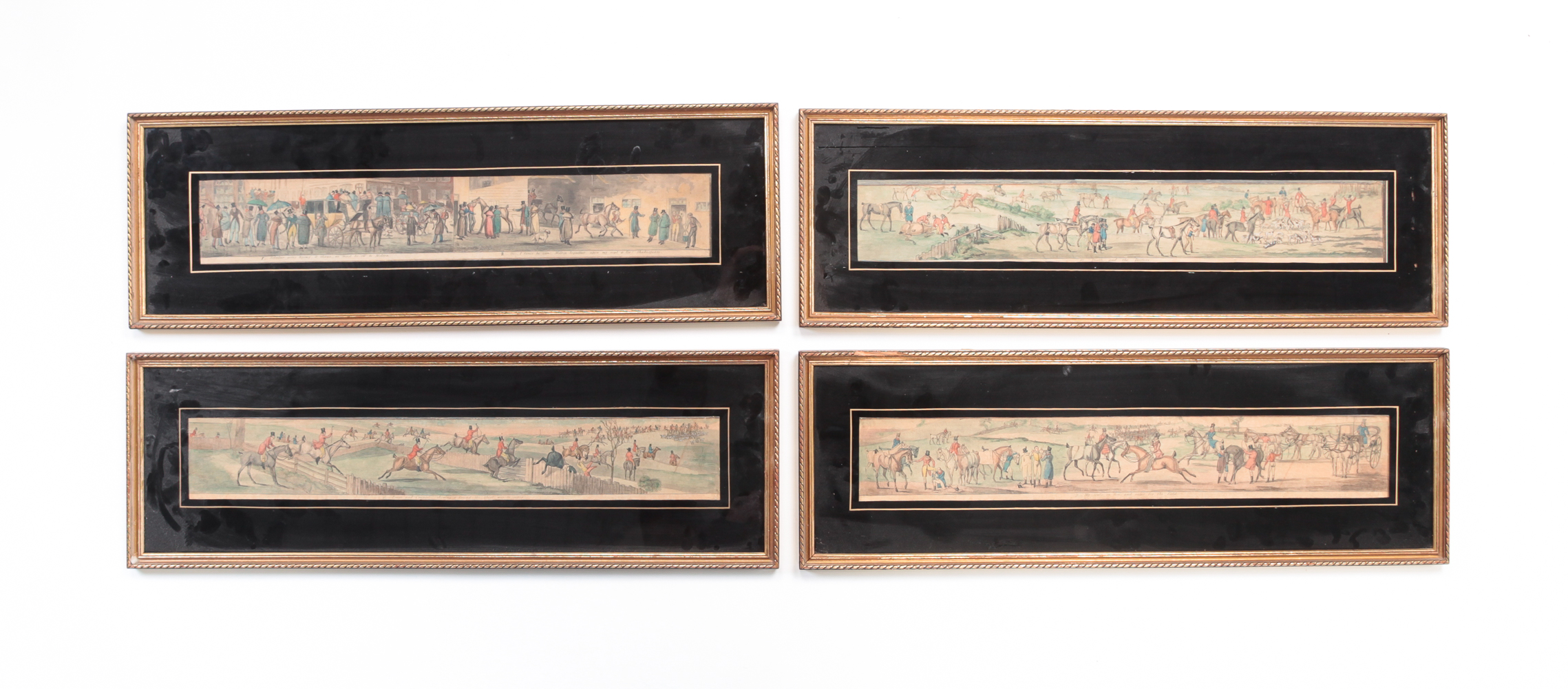 FOUR FRAMES OF ENGLISH HUNTING PRINTS.