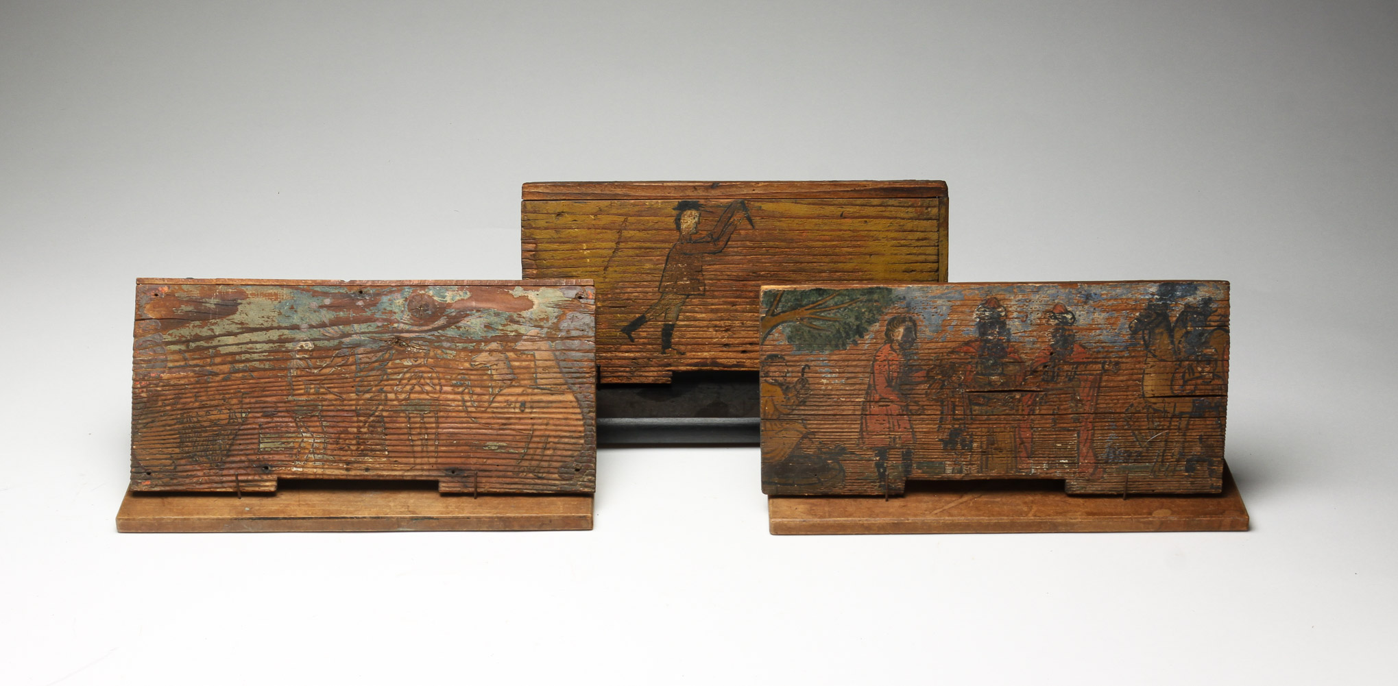 THREE DECORATED BOX PANELS Nineteenth 2e042f