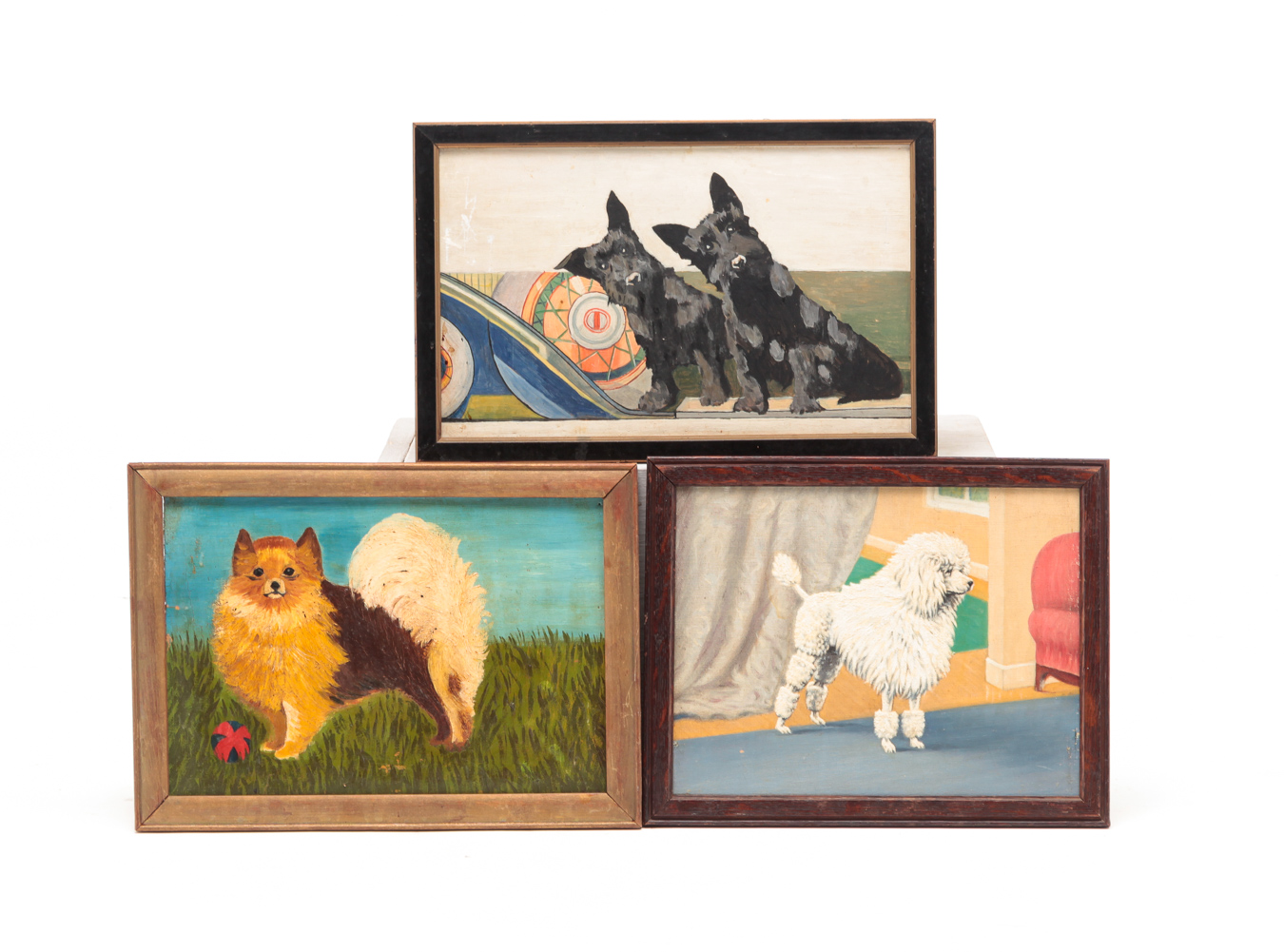 THREE FRAMED DOG PAINTINGS American  2e045a