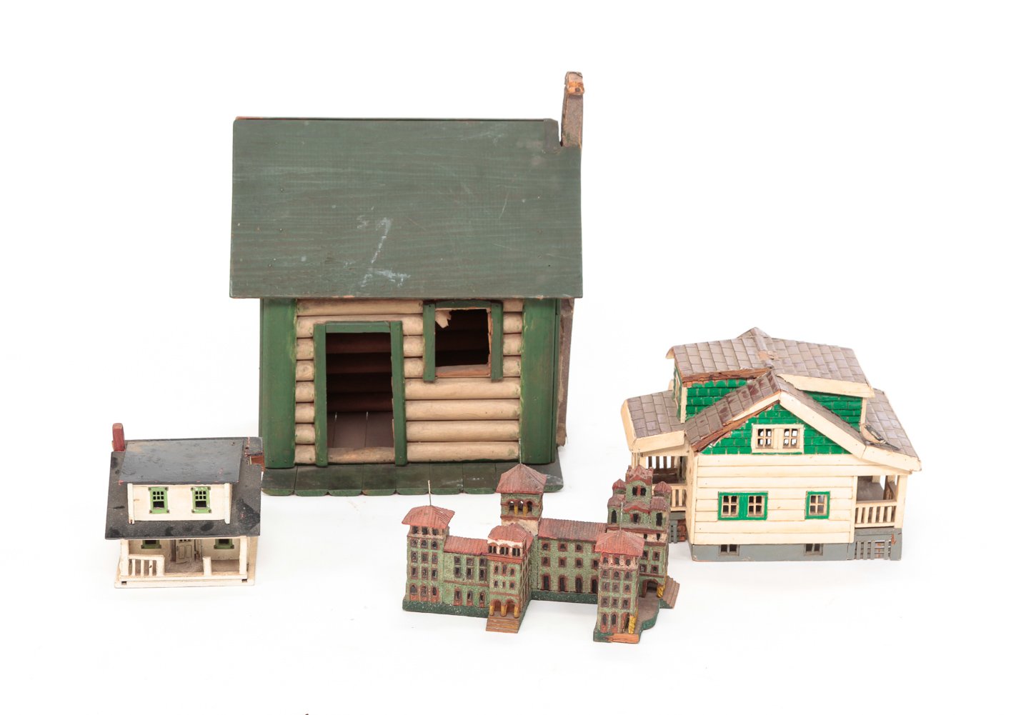 FOUR DOLL SIZE BUILDINGS. American and