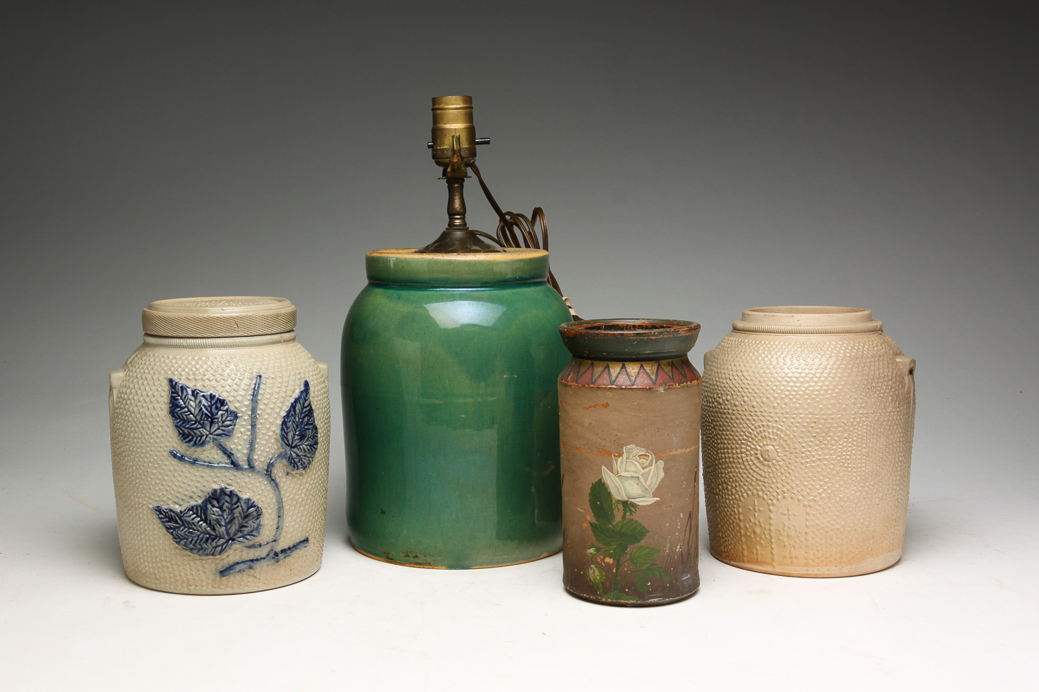 FOUR PIECES OF AMERICAN STONEWARE AND