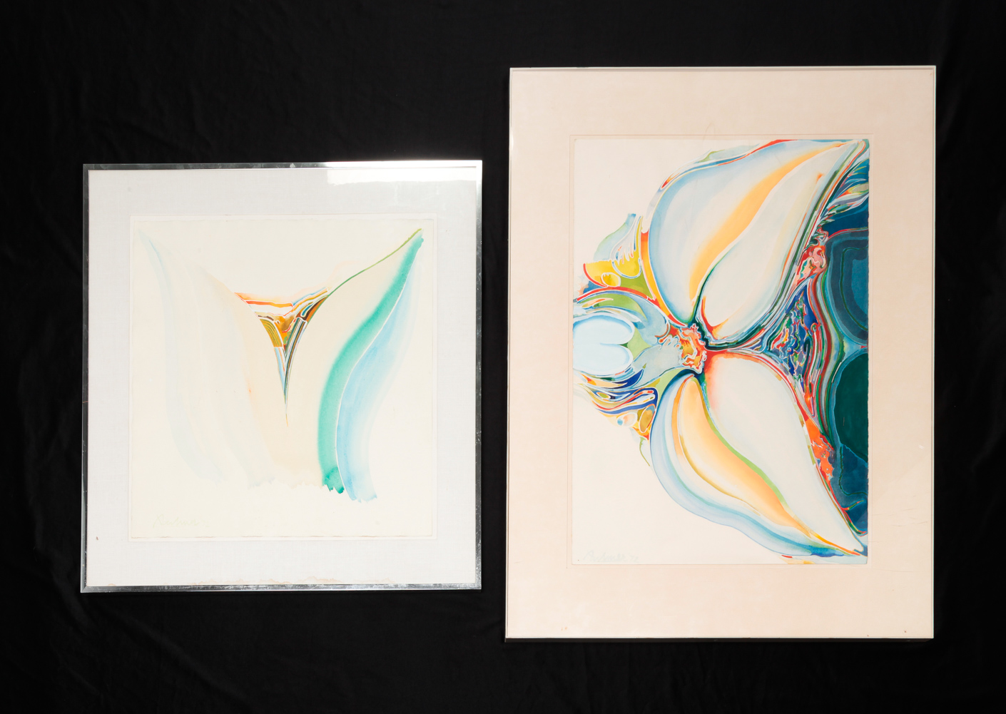 TWO FRAMED ABSTRACT WATERCOLORS  2e0490