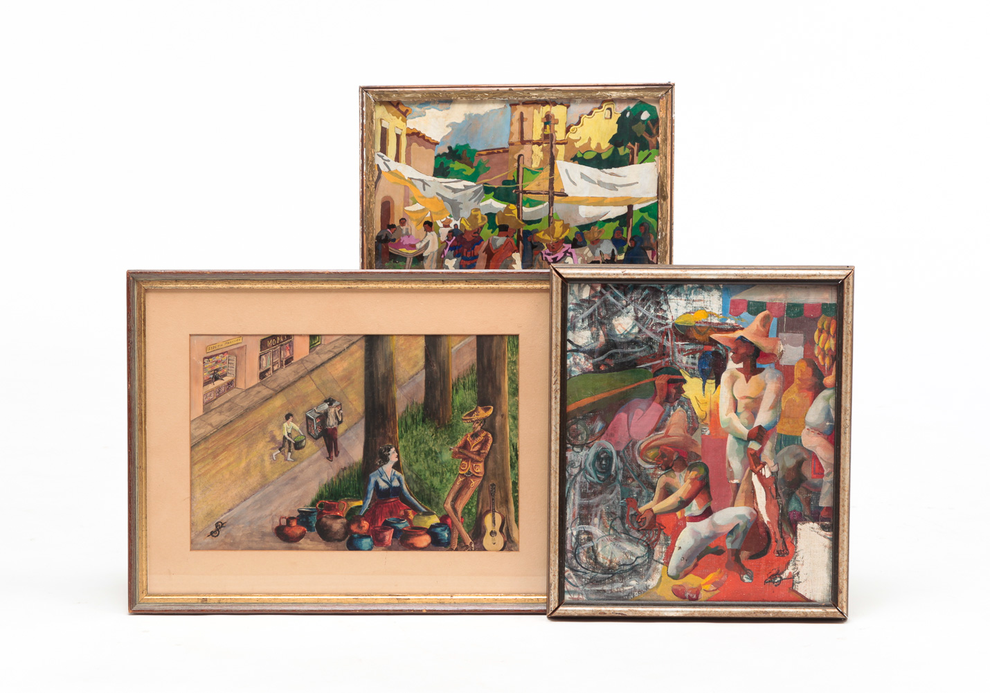 THREE FRAMED PAINTINGS Twentieth 2e04bf