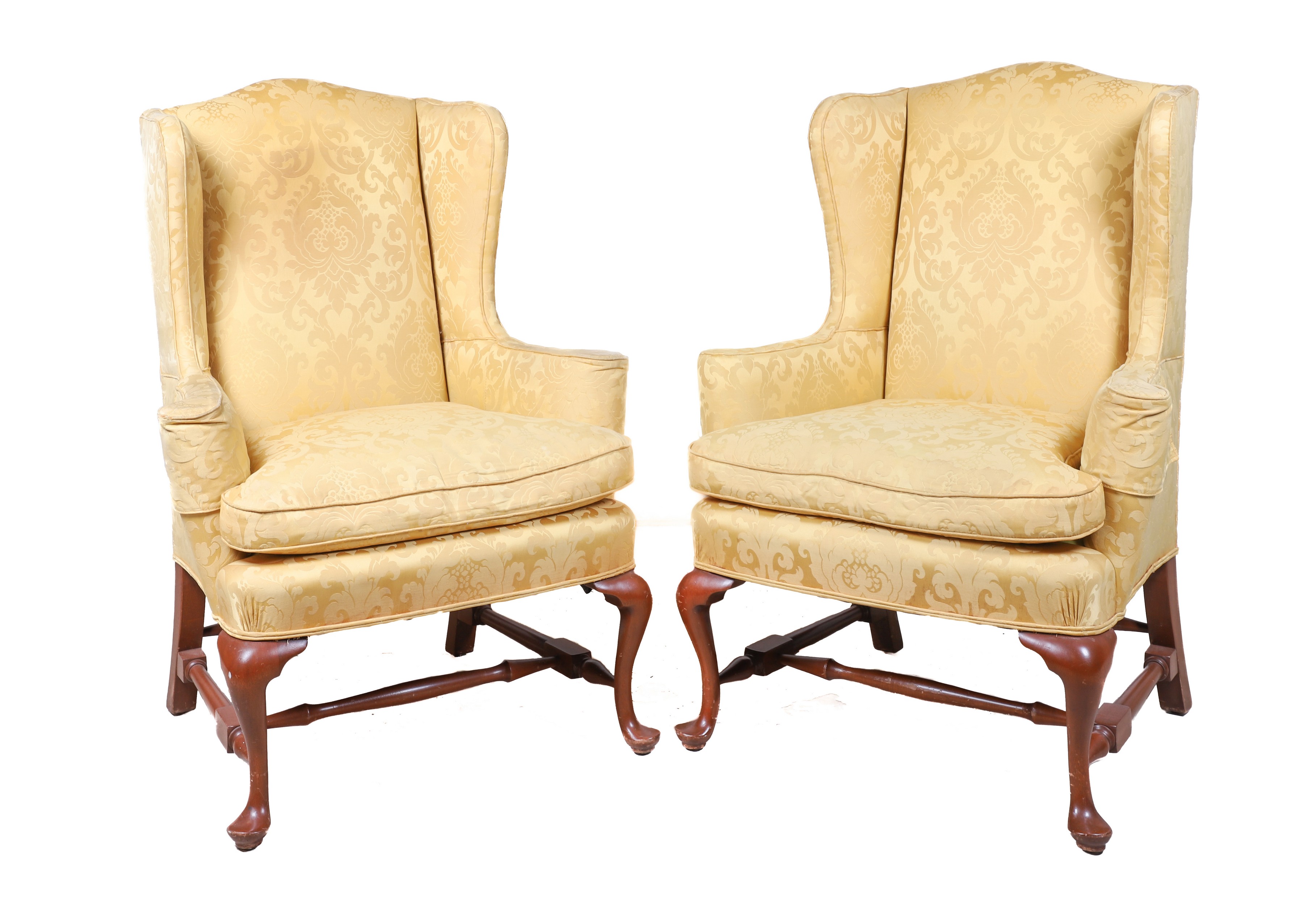 Pair Queen Anne style upholstered 2e055a