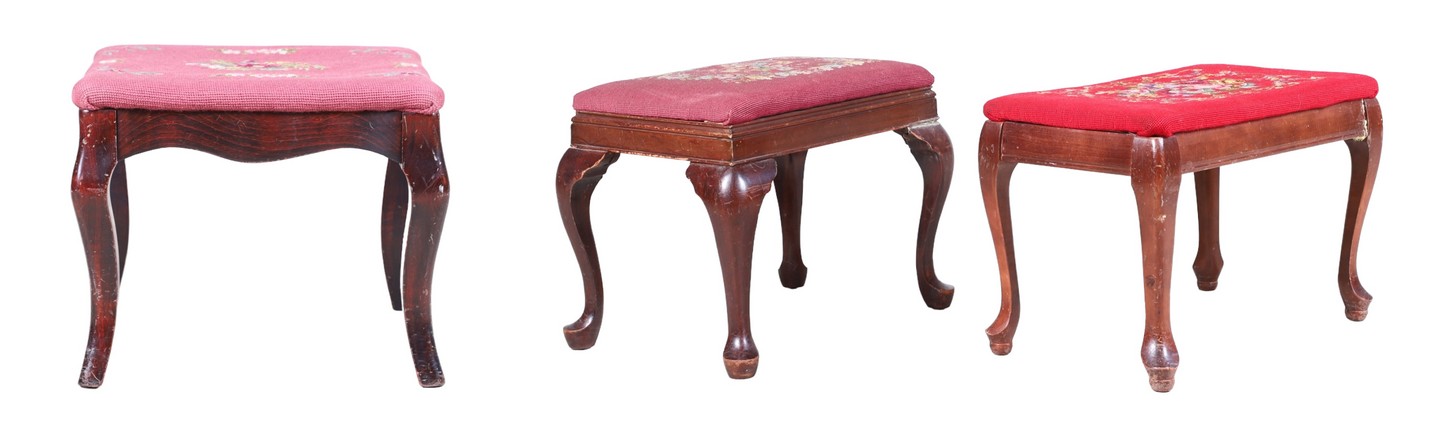 (3) Queen Anne style footstools,