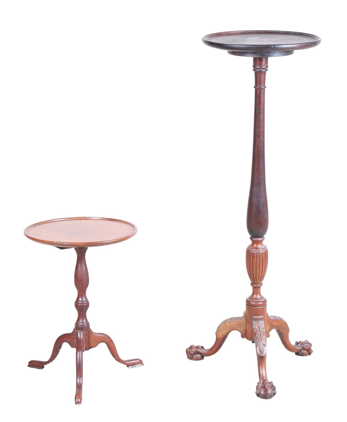  2 Carved mahogany candle stands  2e0585