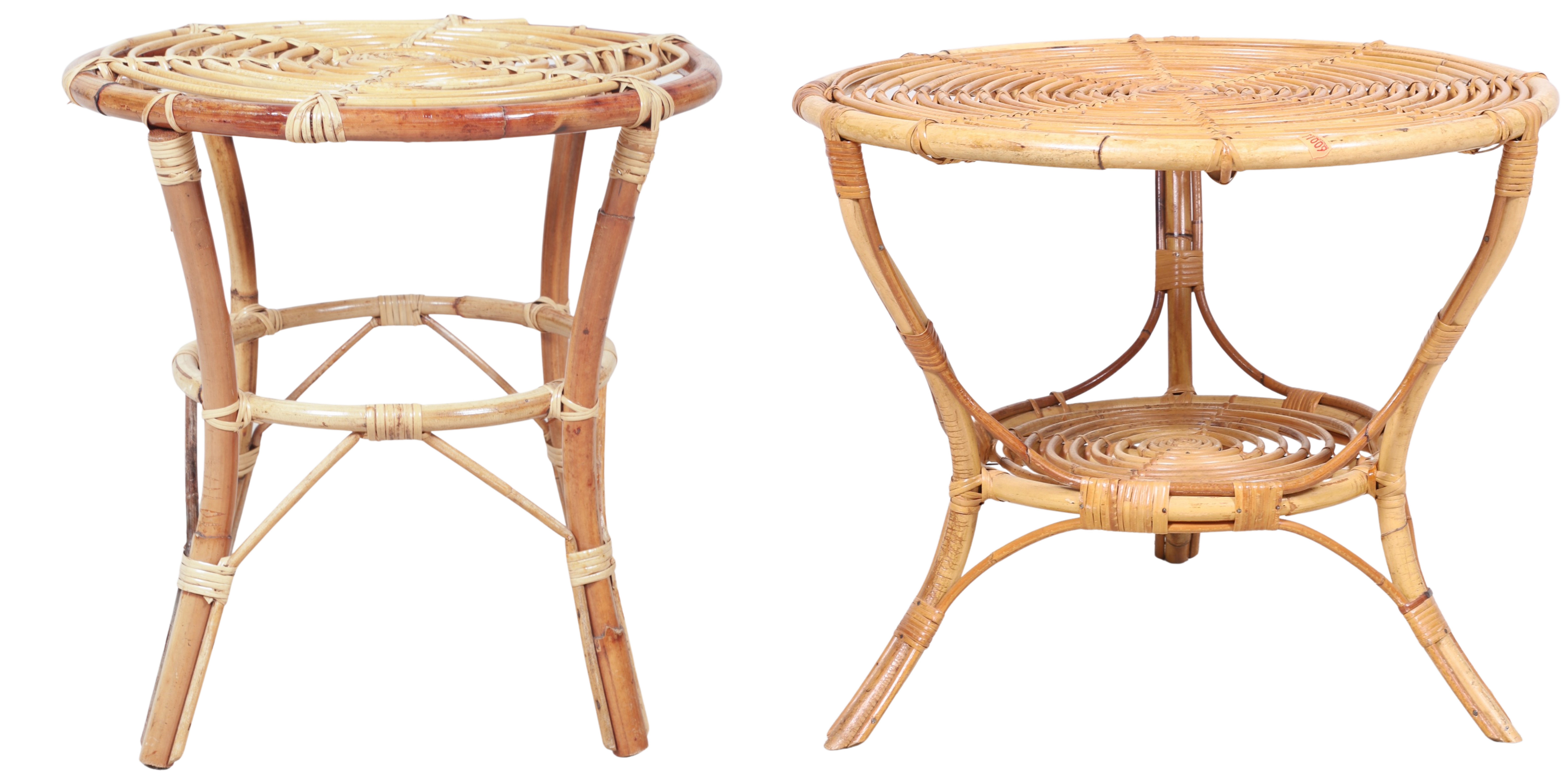 Bamboo and rattan side table, 18h x
