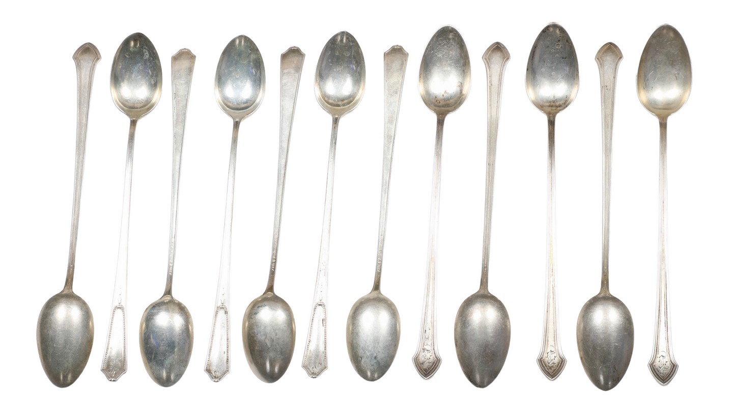 (12) Sterling silver iced tea spoons,
