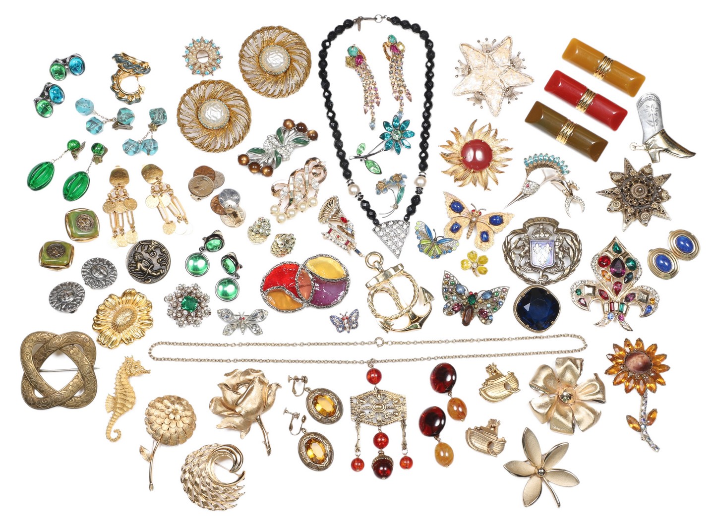 Large costume jewelry group to