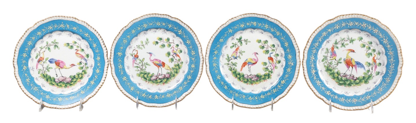 (4) Dresden porcelain plates, hand painted