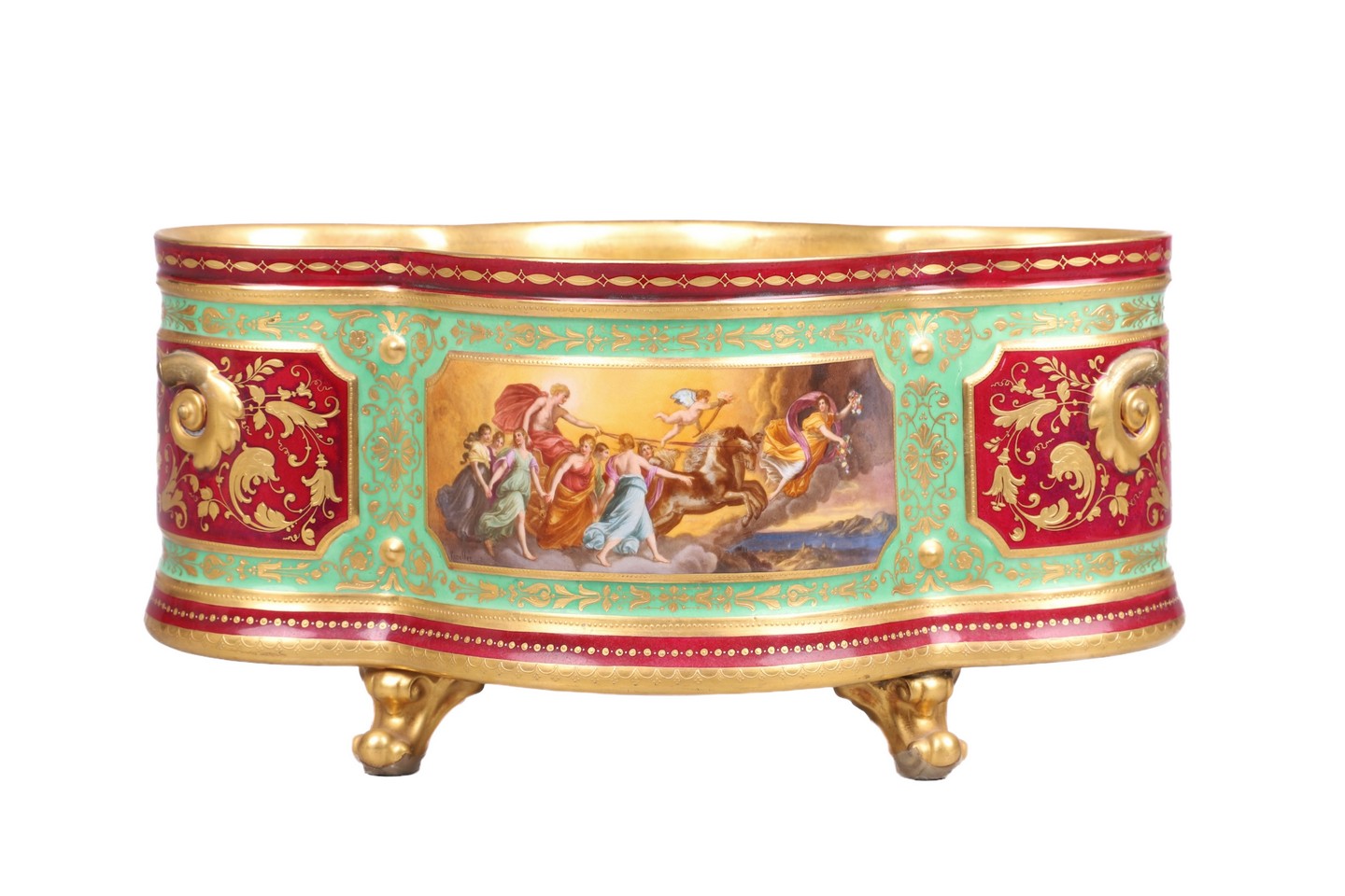 Vienna porcelain footed lobed cache
