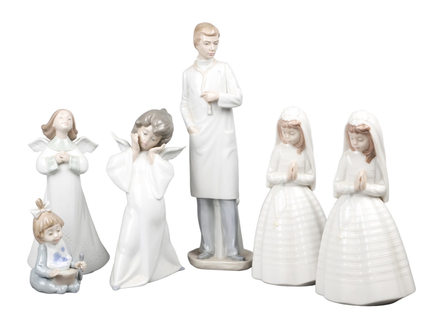 (6) Lladro and Nao porcelain figures