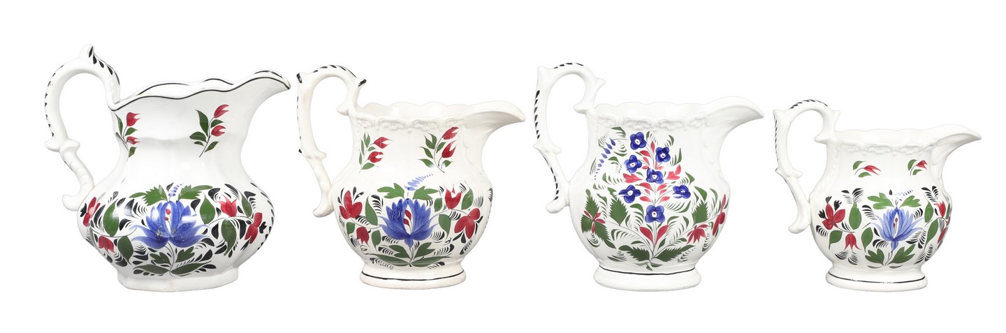  4 Gaudy Dutch stoneware floral 2e0608