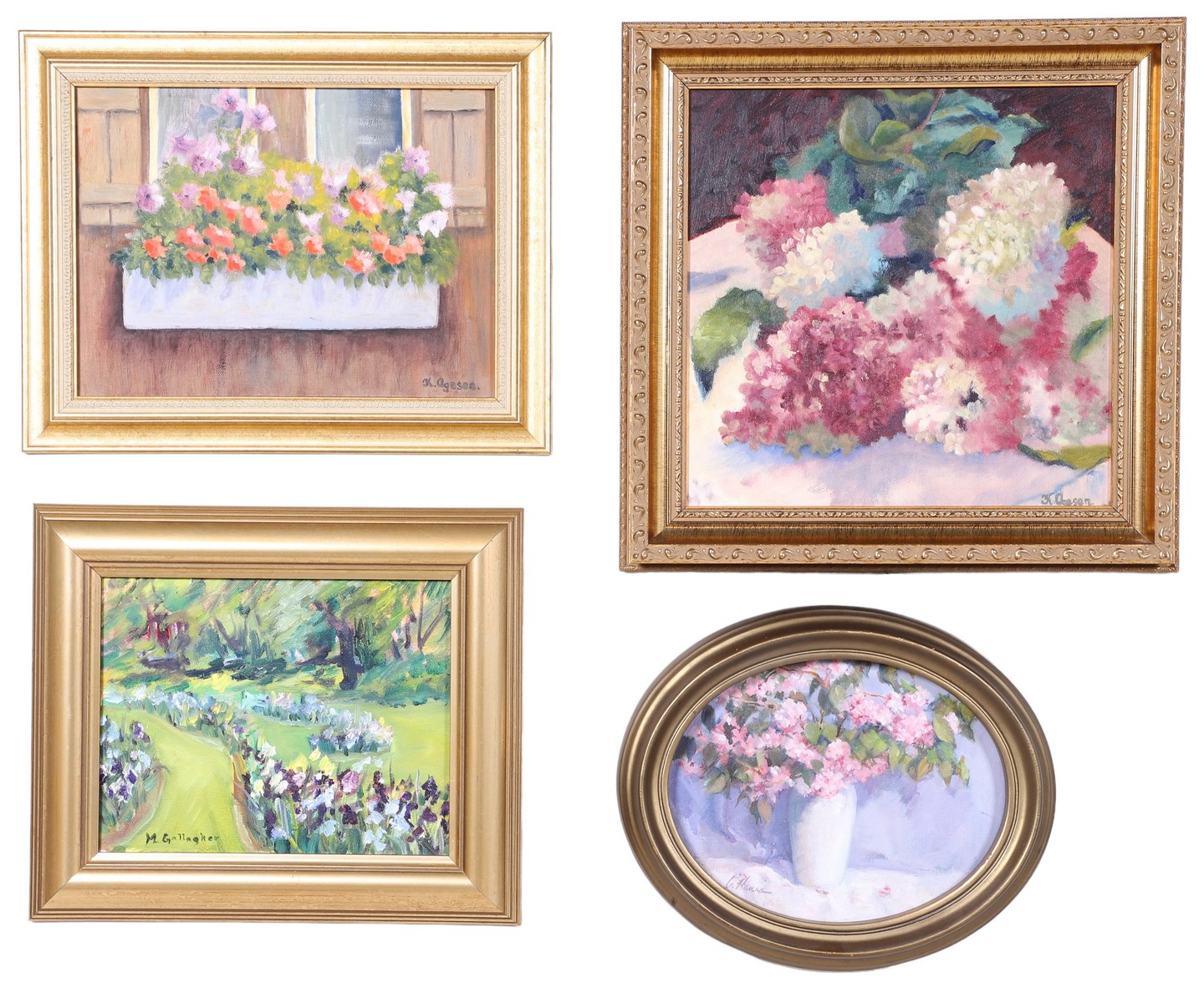 (4) Contemporary Floral Paintings,