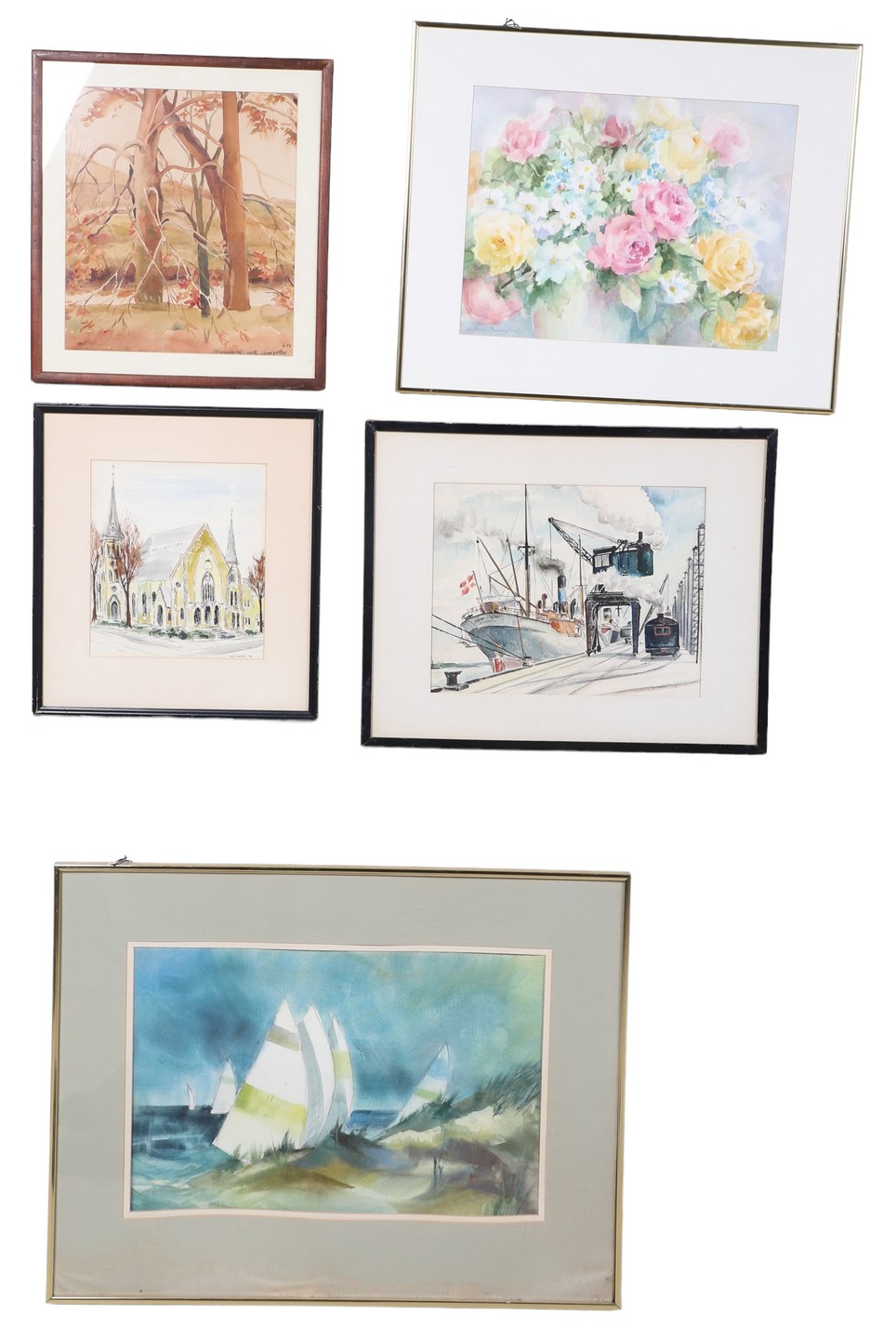 5 Framed Watercolors Brandywine 2e063d