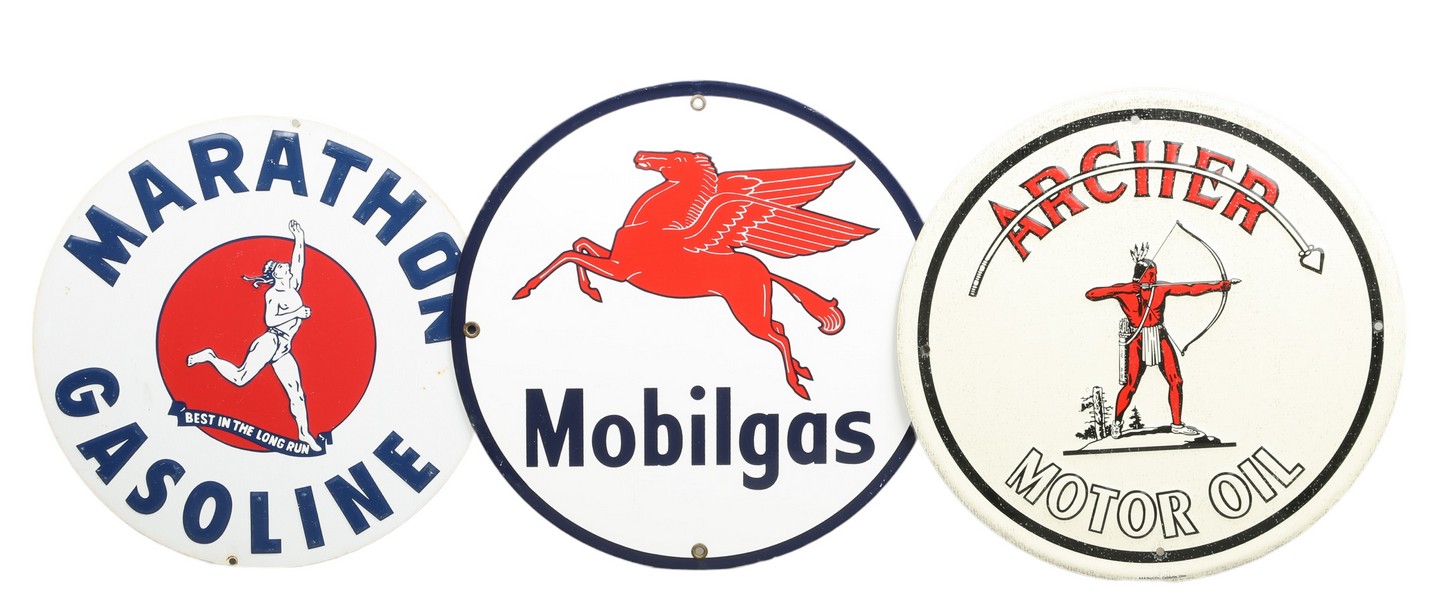 (3) Motor Oil Advertising Signs, Mobilgas