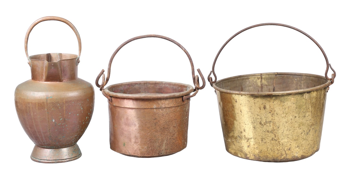 (3) Metal buckets with wrought