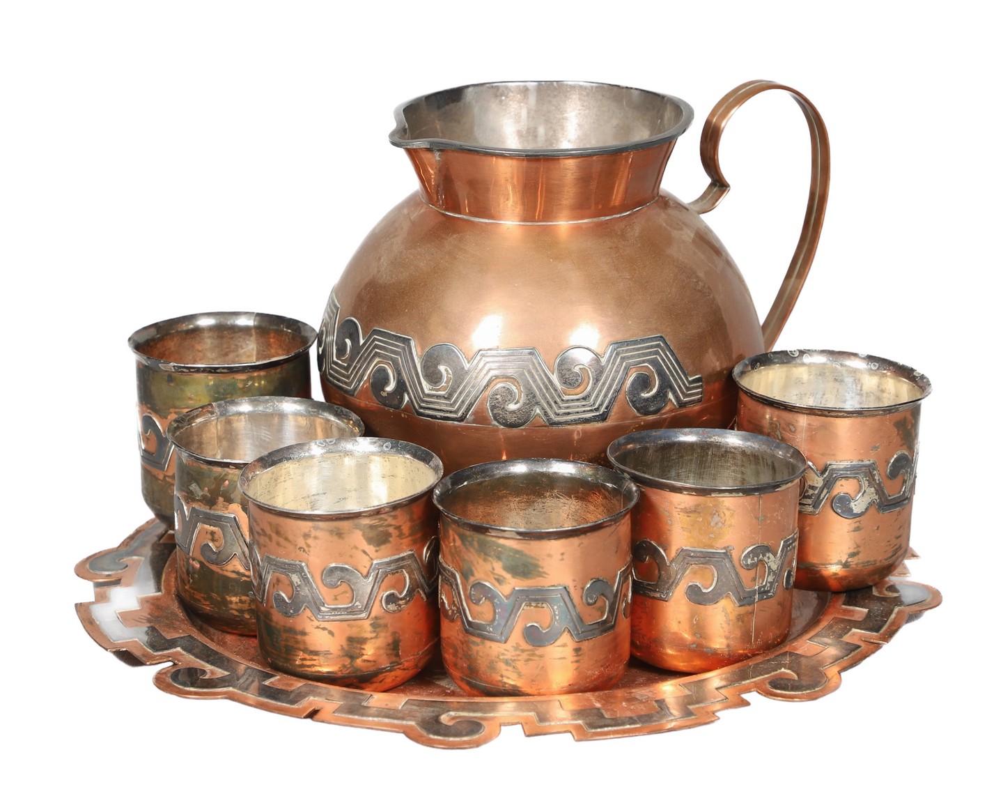 Mixed metal drink set, copper and