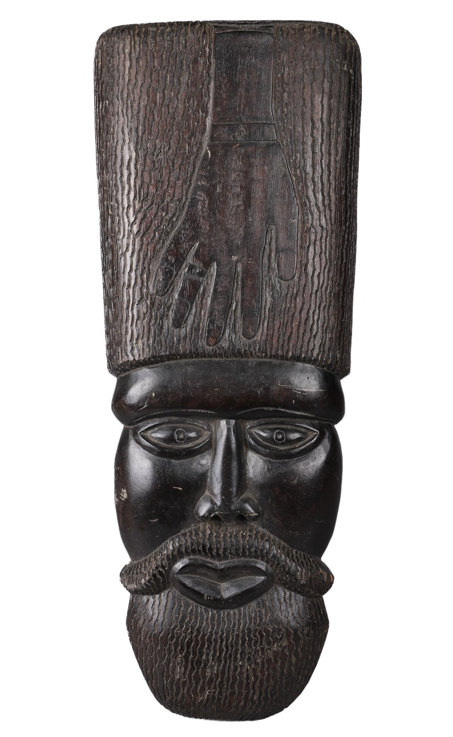African carved wood mask wall hanging,