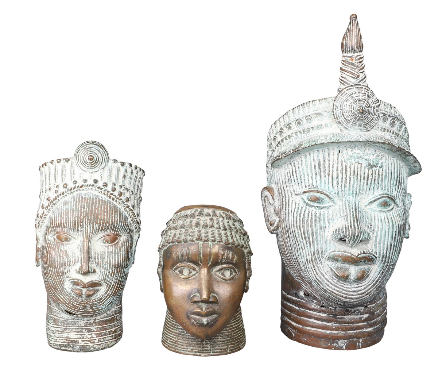  3 African Benin patinated bronze 2e06c8