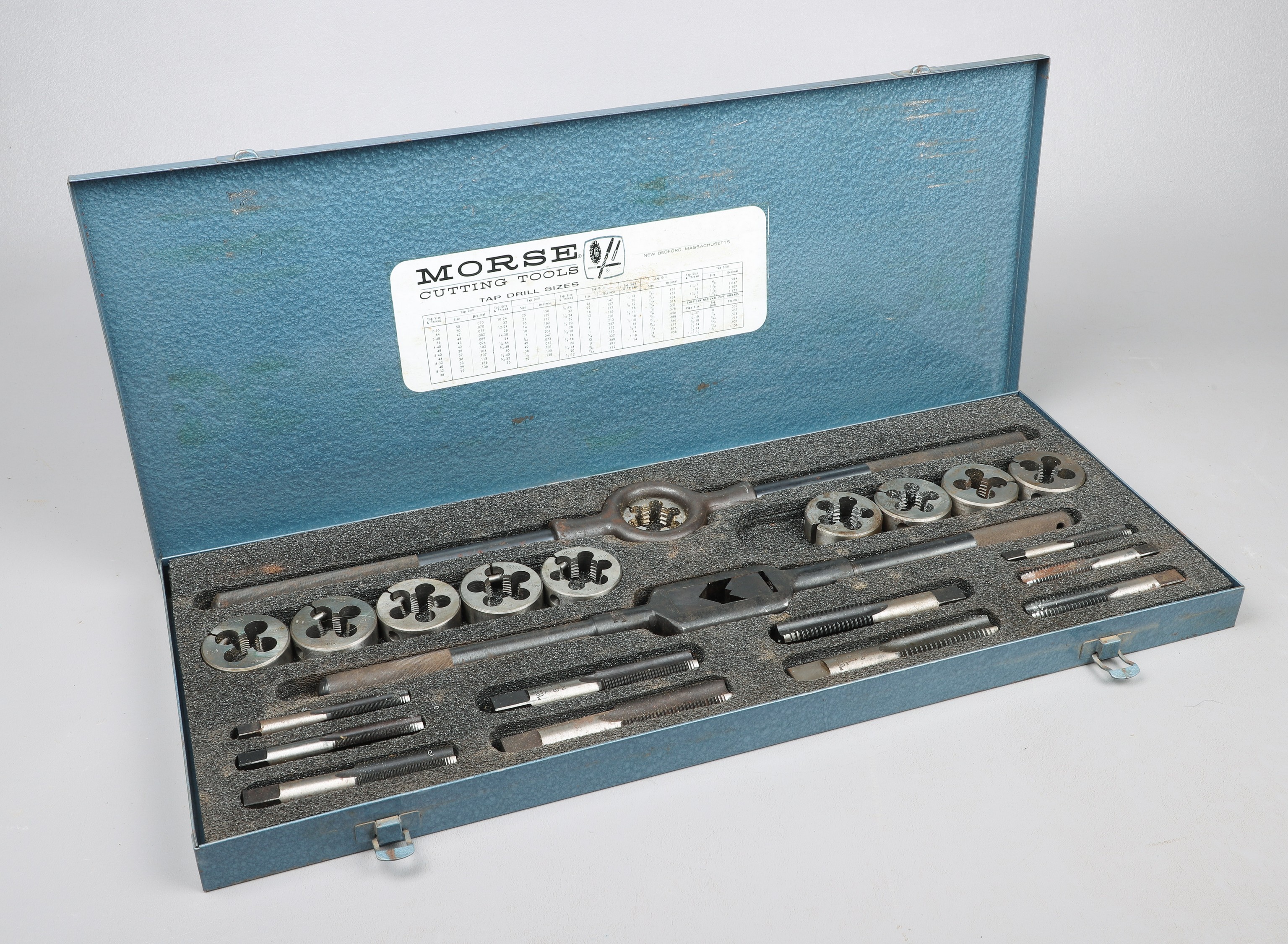 Morse tap and die set, (21) piece,