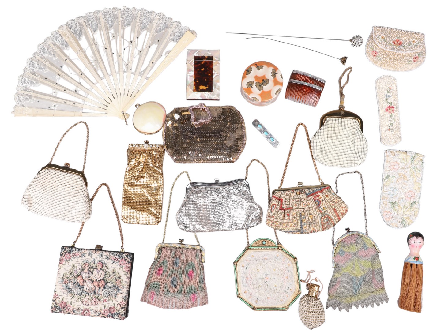 Vintage purse and vanity item grouping