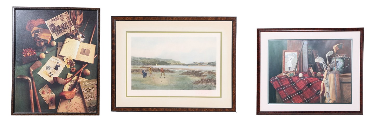 (3) Framed Golf prints, largest