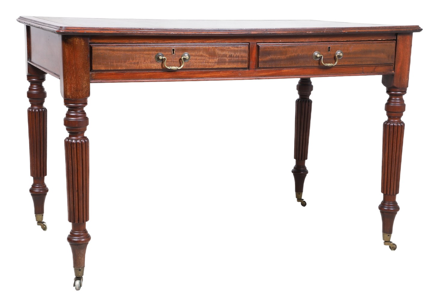 English leather top mahogany desk,
