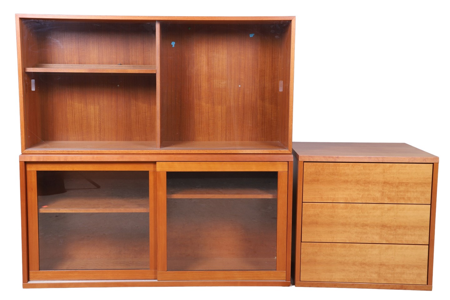 (3) Modern Design teak cabinets, c/o