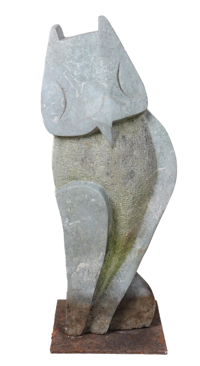 Abstract owl garden statue, marble