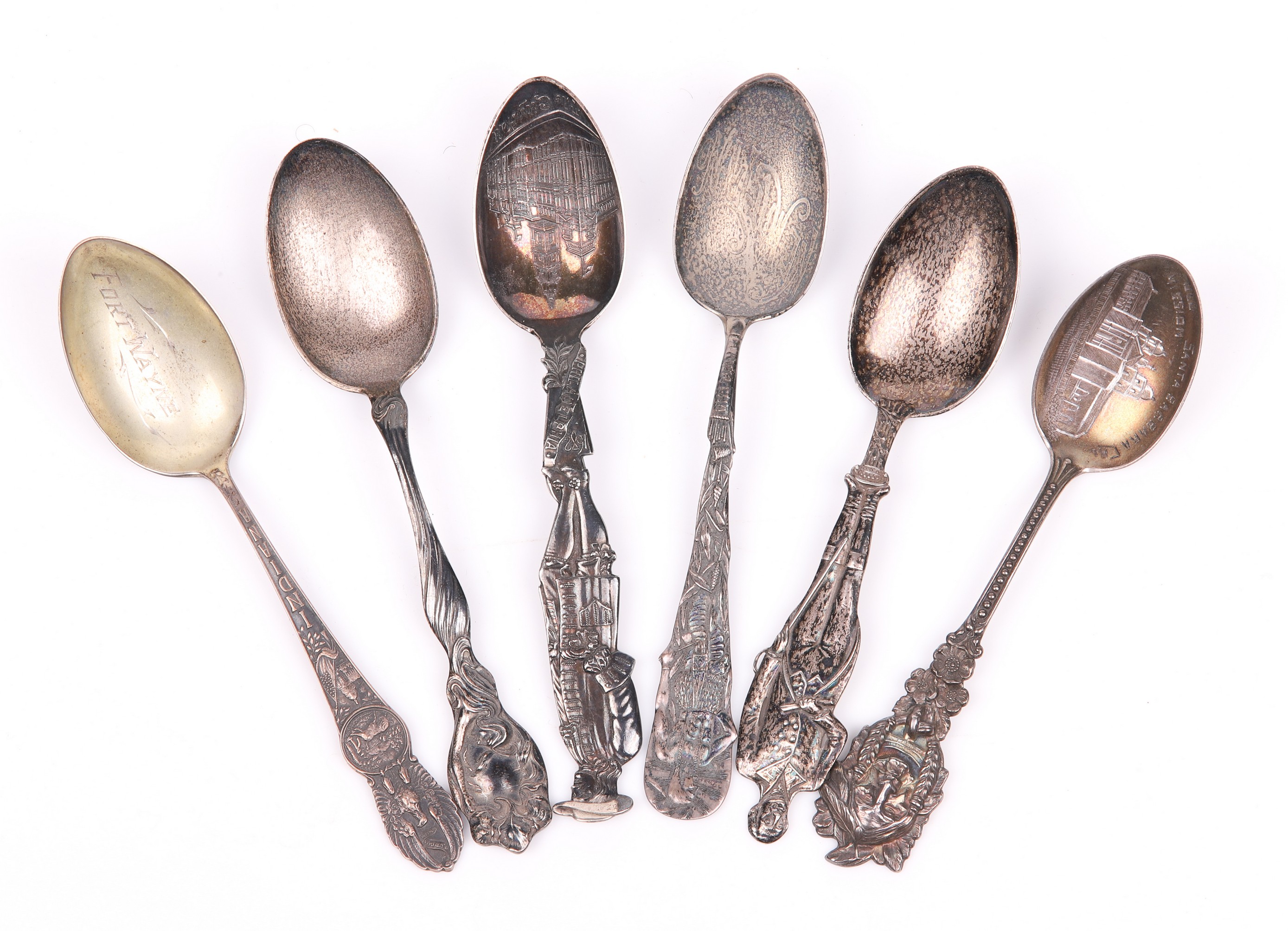 (6) Sterling silver souvenir spoons,
