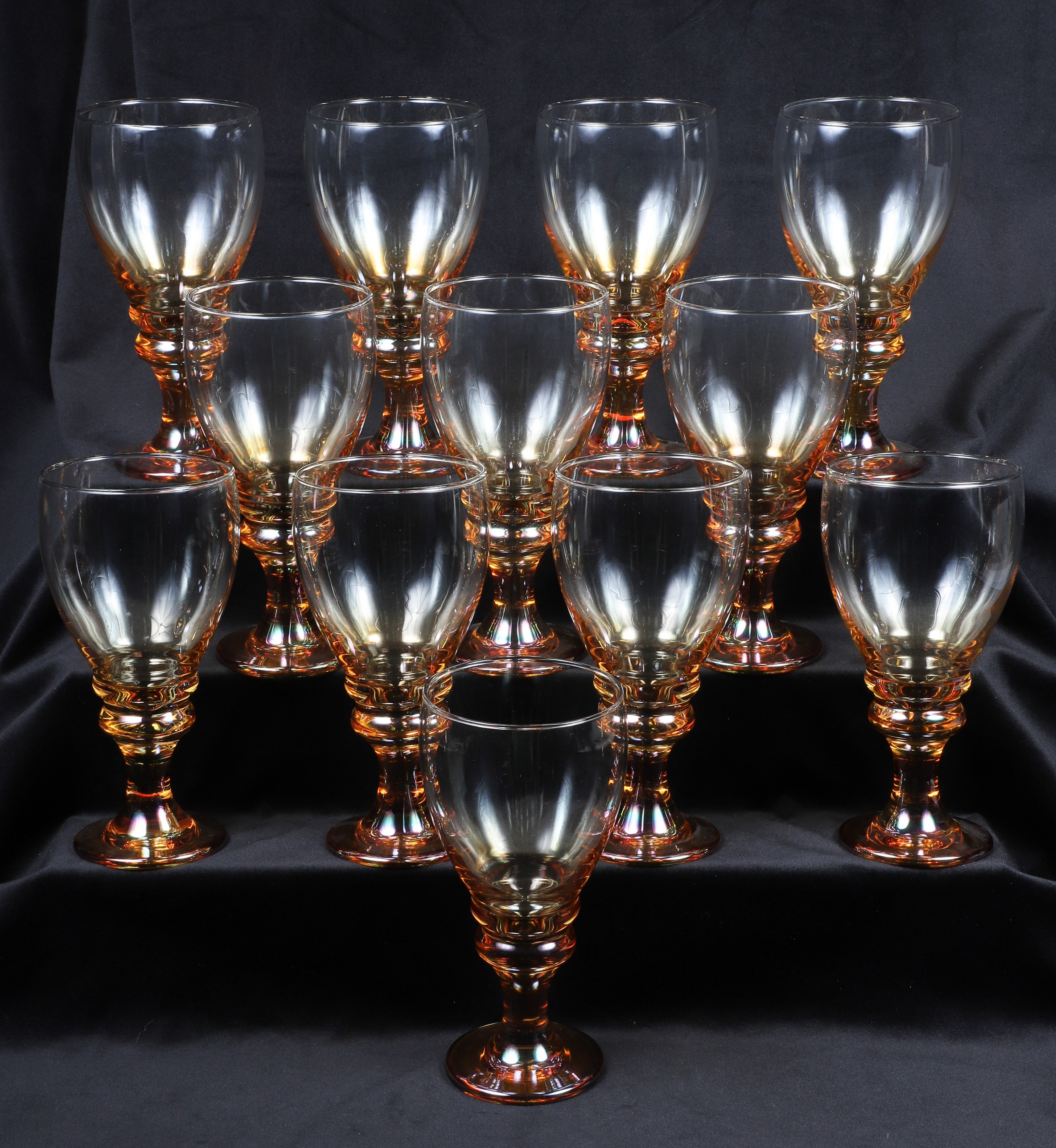 (12) Amber luster contemporary goblets,
