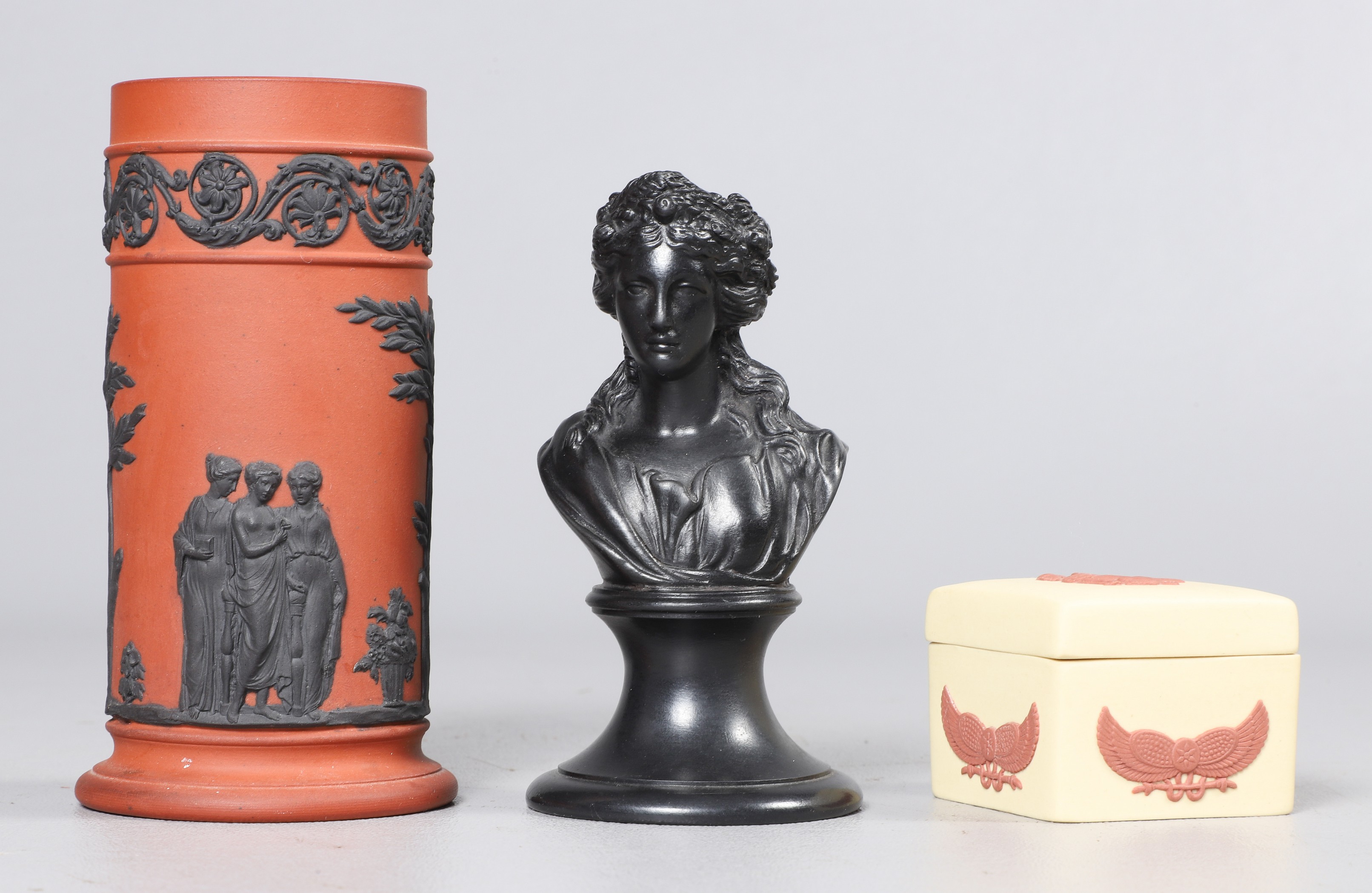 (3) Wedgwood bust, box and vase