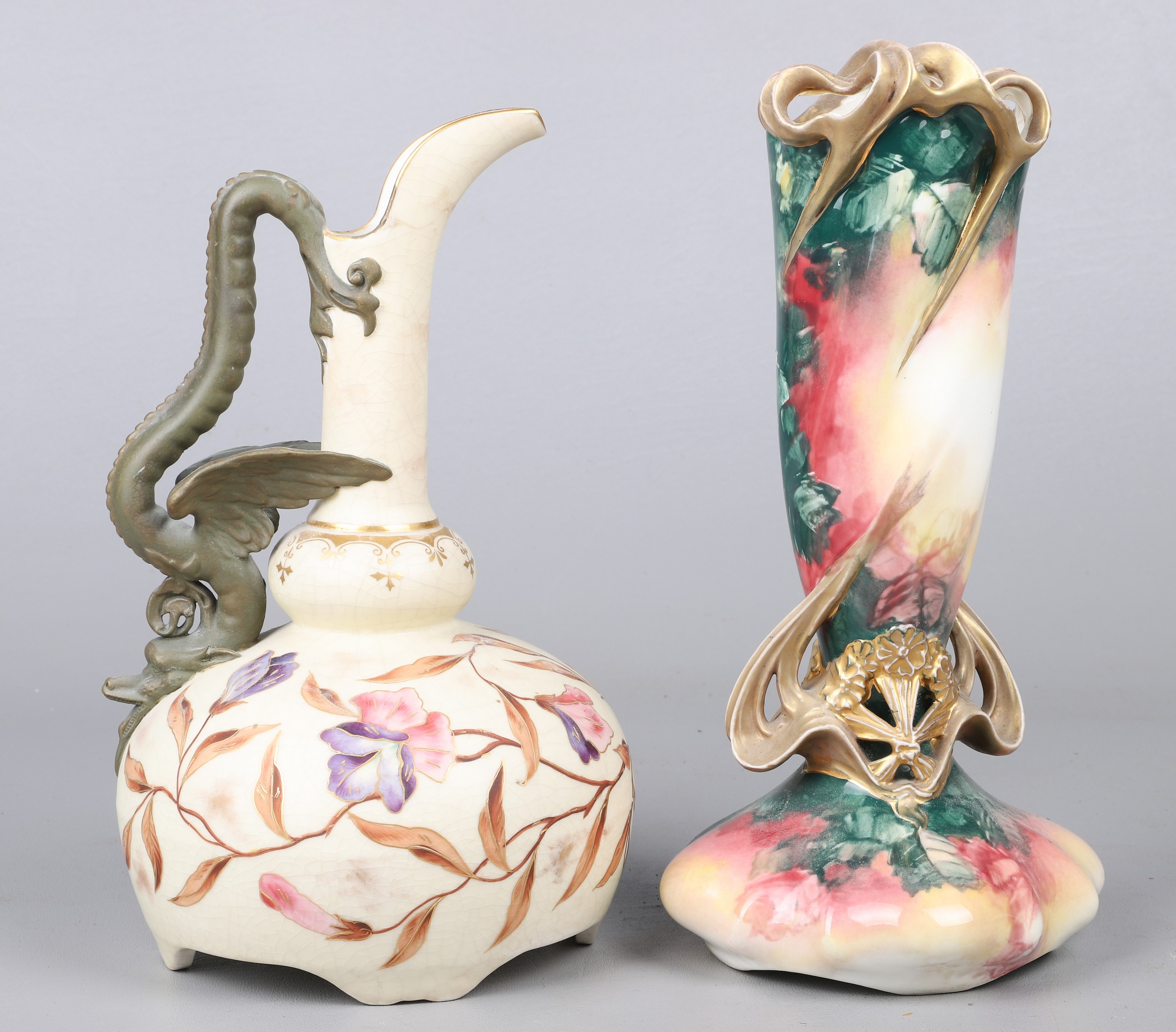 (2) Austrian porcelain vase and