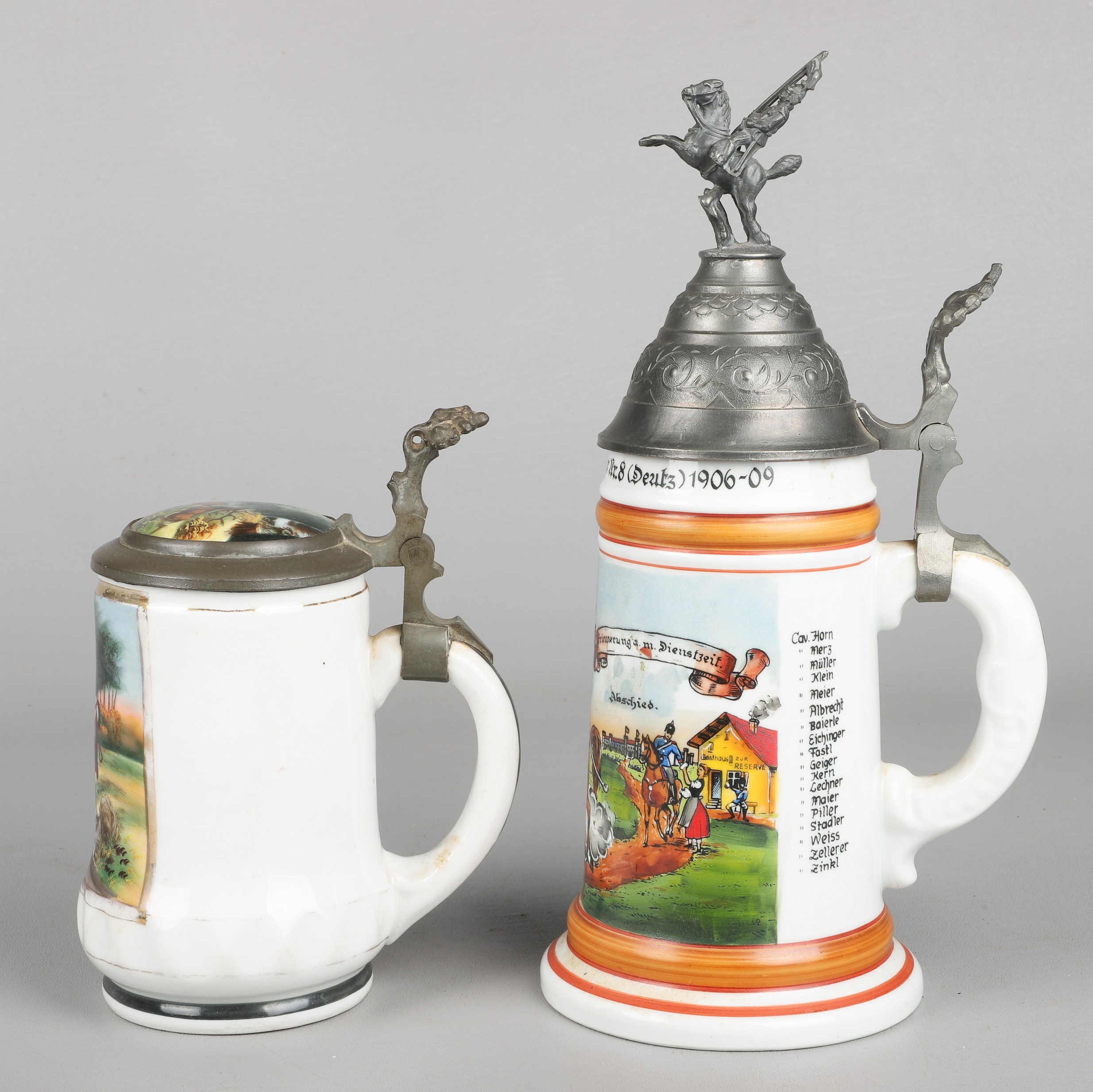 (2) German lithophane beer steins,