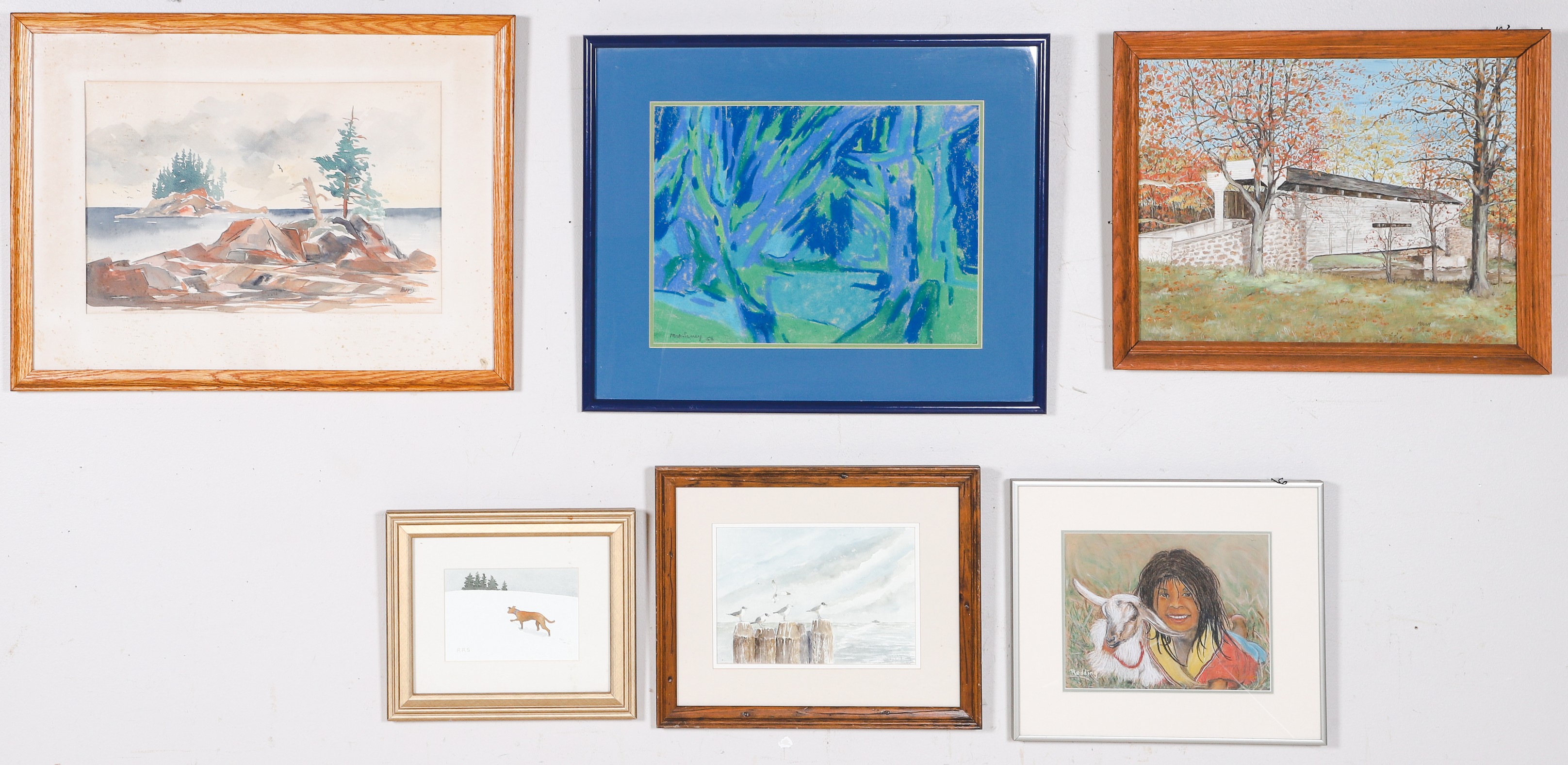 6 Framed Paintings Seagulls  2e081e