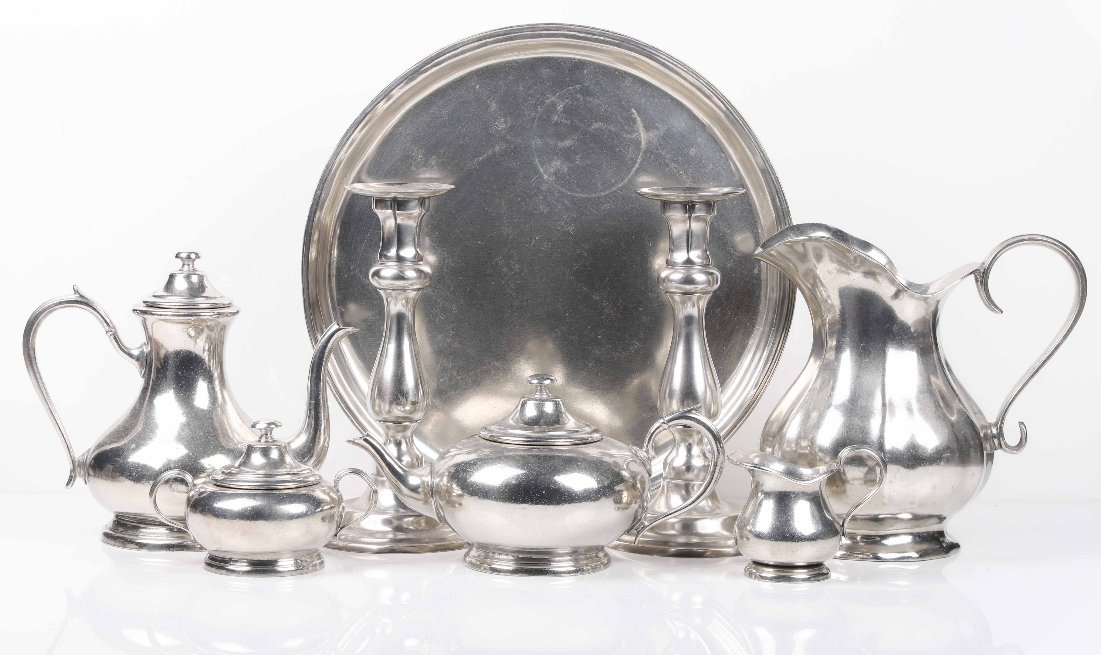 Pewter Tea Service, Water Pitcher and